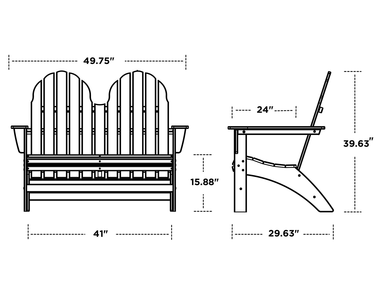 Vineyard 48" Adirondack Bench