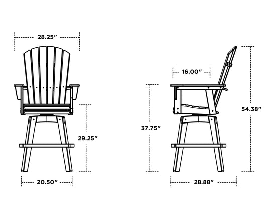 Nautical Curveback Adirondack Swivel Bar Chair