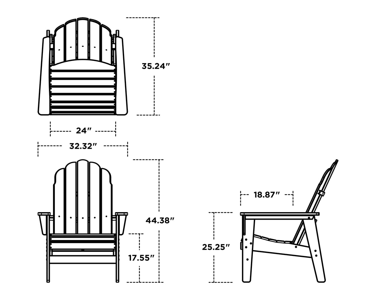 Vineyard Grand Upright Adirondack Chair | Porch and Patio Casual Living ...