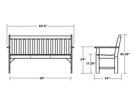 Vineyard 60" Bench Vintage Finish