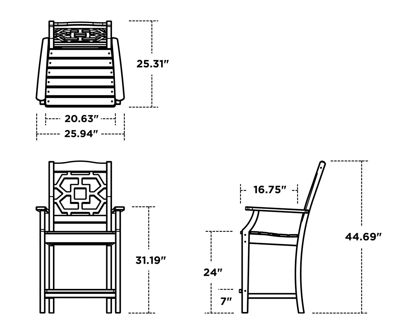 Chinoiserie Counter Arm Chair