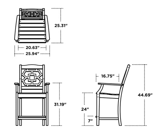 Chinoiserie Counter Arm Chair