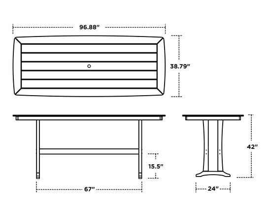 Nautical Trestle 39" x 97" Bar Table