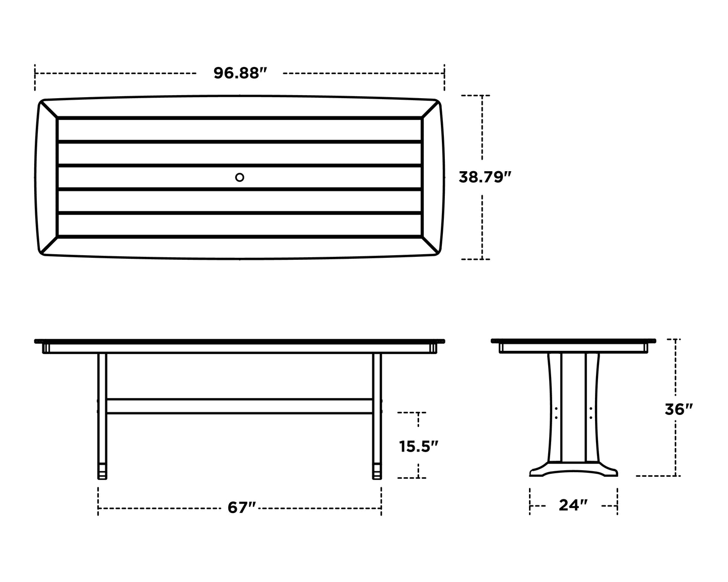 Nautical Trestle 39" x 97" Counter Table