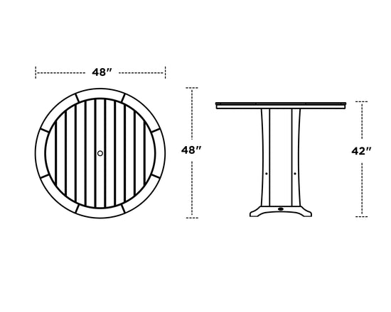 Nautical Trestle 48" Round Bar Table Vintage Finish