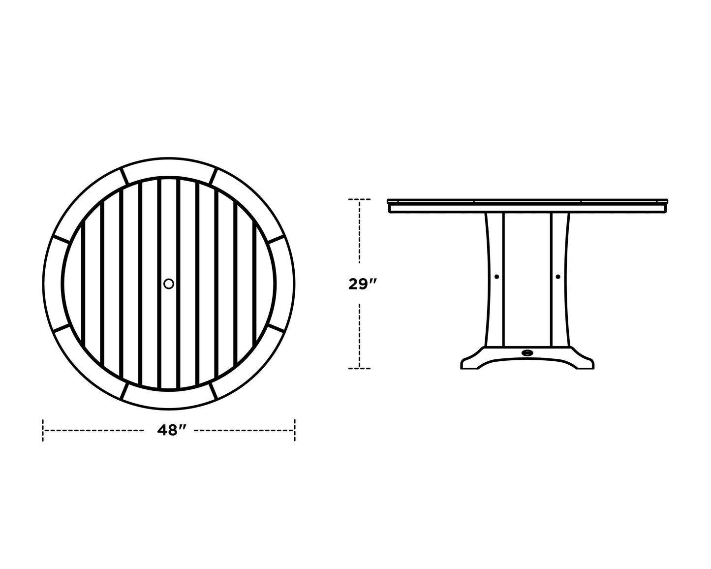 Nautical Trestle 48" Round Dining Table Vintage Finish