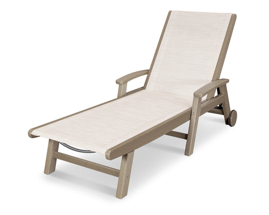 Coastal Chaise with Wheel Vintage Finish