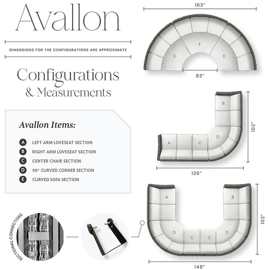 Avallon Left Arm Loveseat Section